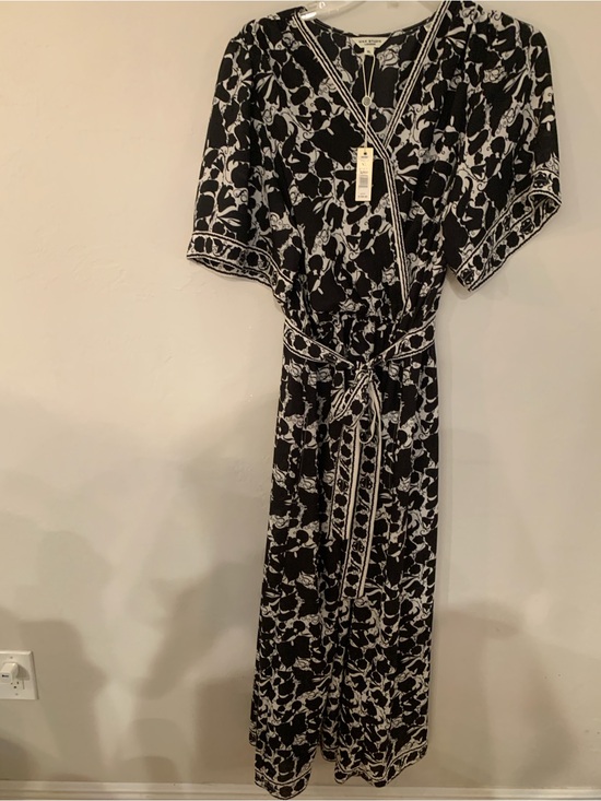 Max Studio Dresses & Skirts - Max Studio Black and White Floral Wrap-Style Sheer XL Maxi Dress NWT